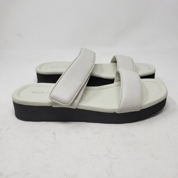 Marc Fisher | Double Strap Cushioned Kina Round Toe Platform Sandals White Gray - Picture 7 of 11